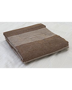 Cotton Bedspread Throw - White Pinstripe - Rich Brown