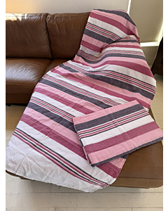 Cotton Bedspread Throw - Chunky Stripe - Pink Berry Pop