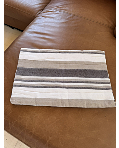 Cotton Bedspread Throw - Chunky Stripe - Charcoal & Beige