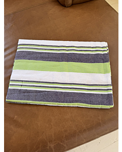 Cotton Bedspread Throw - Chunky Stripe - Charcoal & Lime